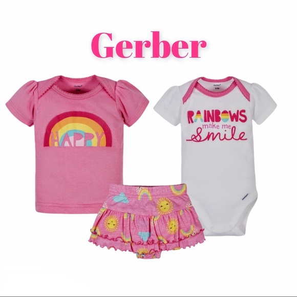 NWT Gerber Bodysuit, Skirted Panty & Shirt Set - Picture 1 of 16